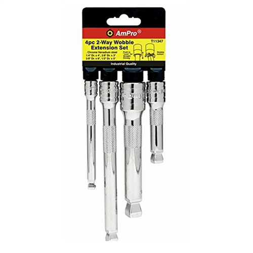 Extension Set, Wobble, 4 Piece, 1/4 Drive 4 Inch, 3/8 Drive 3 Inch and 6 Inch, 1/2 Drive 5 Inch