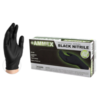 AMMEX Black Nitrile PF Exam Gloves, Small