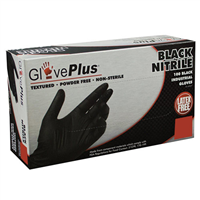 Ammex Corporation Gpnb46100 L Gloveplus P/F Textured Black Nitrile Gloves