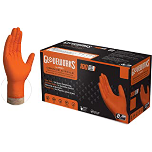 Ammex Corporation Gwon48100 Gloveworks Xl Orange Nitrile Gloves