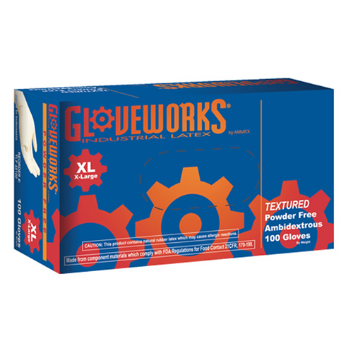 Ammex Corporation Tlf48100 Xl Gloveworks Powder Free Textured Latex Gloves