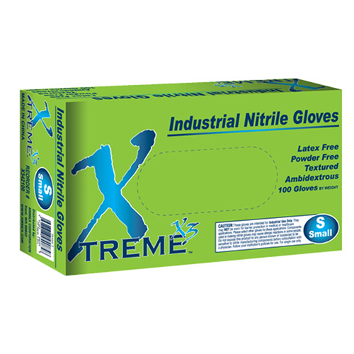 Ammex Corporation X342100 S Xtreme X3 Powder Free Textured Blue Nitrile