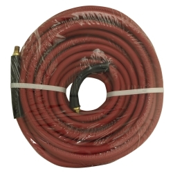 Apache 3/8 in. x 50 ft. Red Rubber Hose Coupled Brass 1/4 in. Male x Male