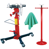 1/2 Ton Capacity Telescoping Transmission Jack With Bonus Under Hoist Stand and Detailing Cloths