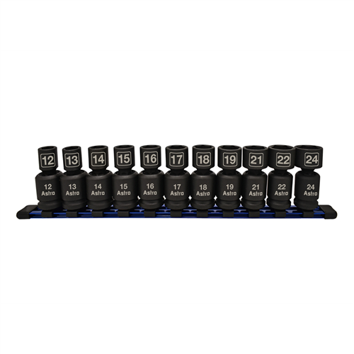 Astro Pneumatic 78244 Astro Pneumatic 11-Piece 1/2 in. Drive Nano Pinless Universal Impact Metric Sockets