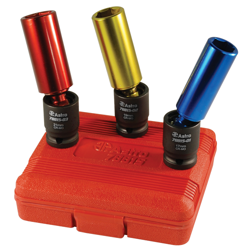 3 Piece 1/2" Drive Dual Function Deep Tire Impact Socket Set