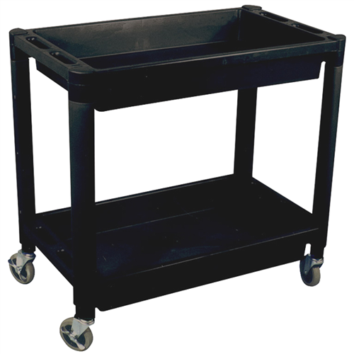 Heavy Duty Plastic 2-Shelf Utility Cart, Black