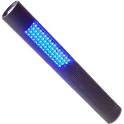 BaycoÂ® LED Flashlight w/ Blue Safety Light Feature, Slim Design, Black Body, uses (4) AA Batteries