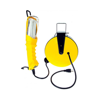BaycoÂ® 26 Watt Fluorescent Work Light w/ Single Outlet on 40 ft. Metal Reel