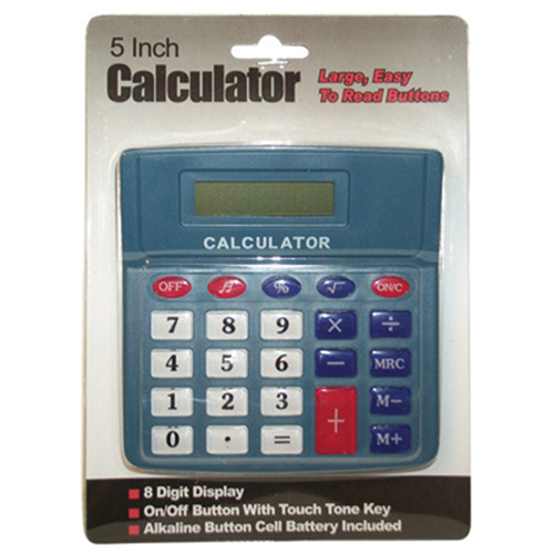 Large Button Calculator, Eight Digit Display, On/Off Button, Alkaline Button Battery Included