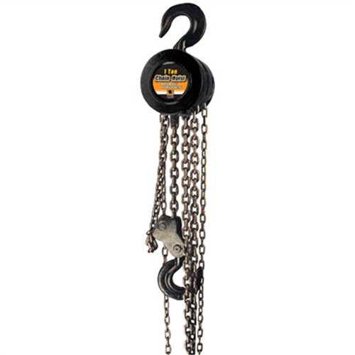 Heavy Duty Chain Hoist, 1 Ton Capacity, 8' Lift, with 1/4" Hardened Steel Chain