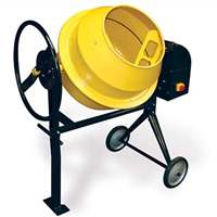 Electric Cement Mixer, 2/3 HP Motor, 3.5 Cubic Feet, 15" Diameter Drum Opening, with Wheels