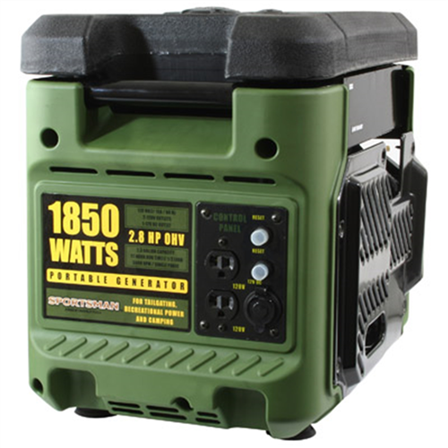 Gas Generator, 1850 Watts Peak, 2.8 HP OHV Engine, One 12V and Two 120V Outlets, 2.3 Gallon Tank