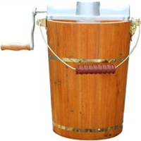 Old Fashioned Ice Cream Maker, 6 Quart, Electric Motor or Hand Crank, with Aluminum Tub and Lid