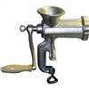 Hand Operated Meat Grinder, Cast Iron, Clamp Down Style, with Knife, 2 Plates, Sausage Funnel