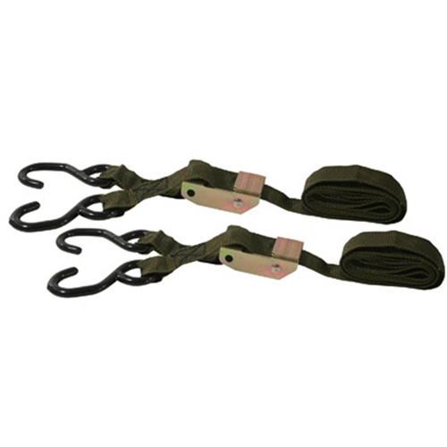 Ratchet Tie Down Set, 2 Piece, 7/8" Wide x 5-1/2' Long, Adjustable, with Vinyl Coated S Hooks