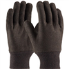 Men's Brown Jersey Gloves, Light Weight Cotton, with Knit Wrist, 8 oz Weight