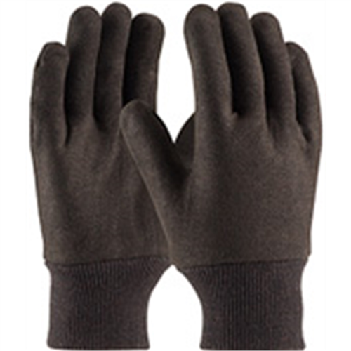 Men's Brown Jersey Gloves, Light Weight Cotton, with Knit Wrist, 8 oz Weight