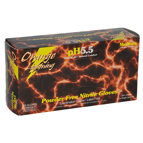 Orange Lightning Orange Nitrile Gloves, XLarge