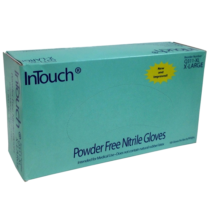 InTouchÂ® Blue Nitrile Gloves, Medium