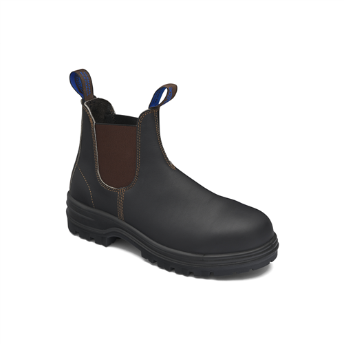 Blundstone 140 Steel Toe Elastic Side Slip-On Boots, Water Resistant, Stout Brown