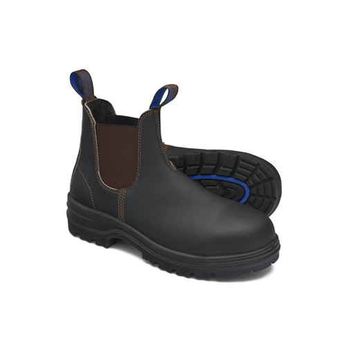 Blundstone 140 Steel Toe Elastic Side Slip-On Boots, Water Resistant, Stout Brown