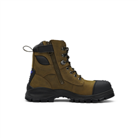 Blundstone 983-030</br>Blundstone 983 Steel Toe Lace Up Side Zip, Water Resistant, Bump Cap, Puncture Resistant Insole, Crazy Horse Brown