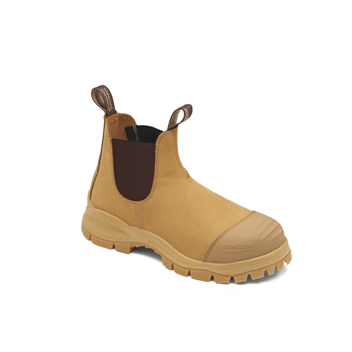 Blundstone 983 Steel Toe Lace Up Side Zip, Water Resistant, Bump Cap, Puncture Resistant Insole, Crazy Horse Brown