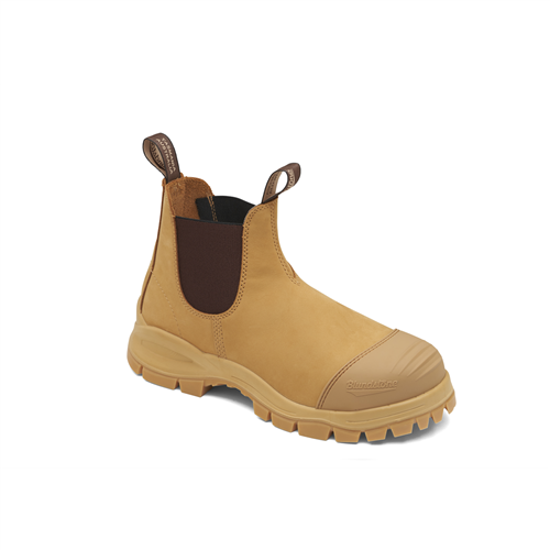 Blundstone 989 Steel Toe Elastic Side Slip-on Boots, Water Resistant, Bump Cap, Wheat