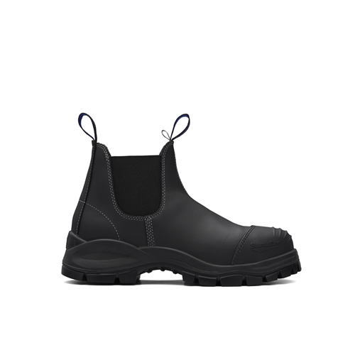 Steel Toe Elastic Side Slip-on Boots, Water Resistant, Bump Cap, Black