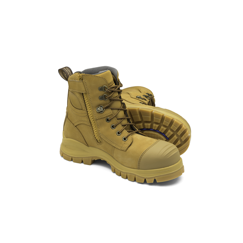 Blundstone 992 Steel Toe Lace Up Side Zip, Water Resistant, Bump Cap, Wheat