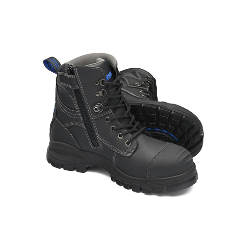 Blundstone 997 Steel Toe Lace Up Side Zip, Water Resistant, Bump Cap, Black