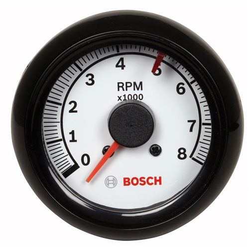 2-5/8" Tachometer, White/Black