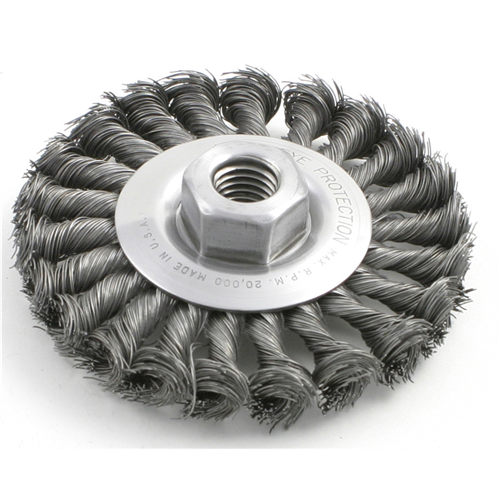 8" Wire Wheel Brush (Standard Twist) - .014 Wire; 3/4" Arbor