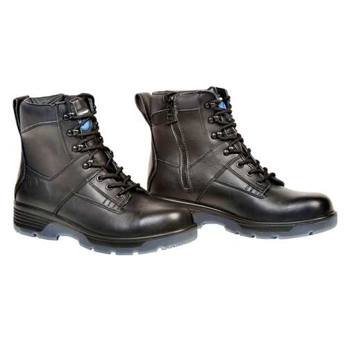 Blk 6" Lace-up Side Zip Comp Toe Boot, 7.5