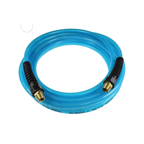 Blue Flexeel Reinforced Polyurethane Straight Air Hose 3/8" x 50", 1/4" MPT