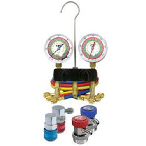 Ball Valve A/C Manifold Gauge Set, for R134a and HFO1234yf, 72" Hoses, Manual Couplers