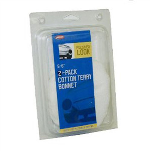 Terry Cotton Polishing Bonnet, 5 in. - 6 in., for Application and Removal of Wax, Polish and Compounds