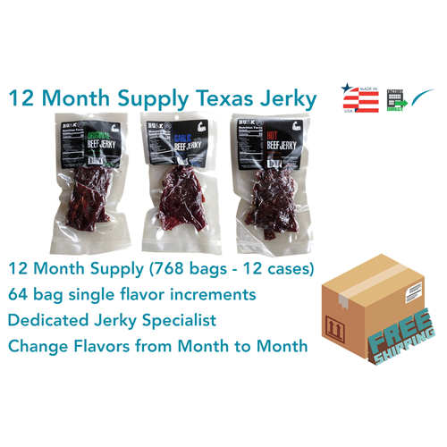 12mo qty of TEXAS JERKY (Flavors of Choice)