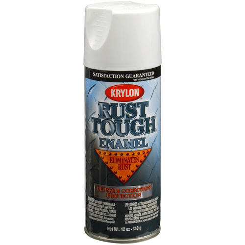 Krylon Rust Tough Enamel Paint, Flat White, 12 oz Can, One Coat Coverage, Low Odor