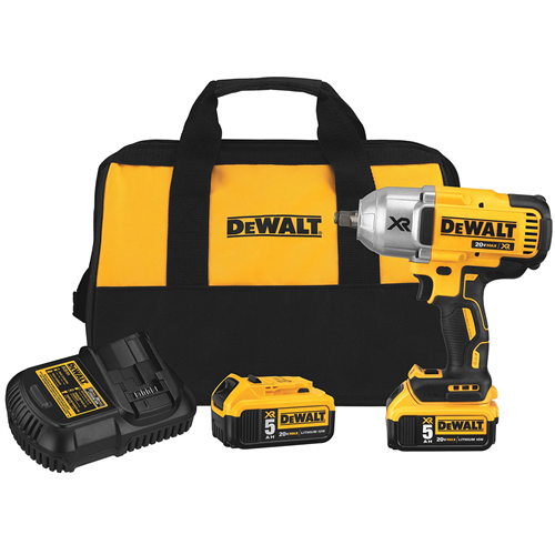 DeWalt 20V MAX XR High Torque 1/2 in. Impact Wrench with Hog Ring Anvil and (1) XR 5.0 Ah Battery Kit
