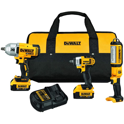 DeWaltÂ® 20V MAX Li-Ion Impact Wrench 3-Piece Combo w/ (2) 4.0 Ah Batteries Kit