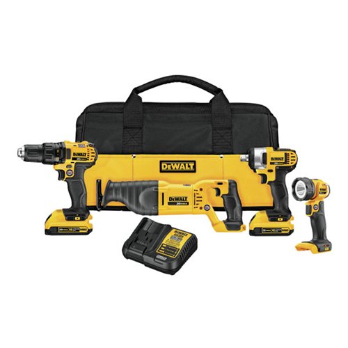 DeWaltÂ® 20V MAX Impact Wrench / Drill / Driver / Recip / Work Light 4-Piece Combo Kit