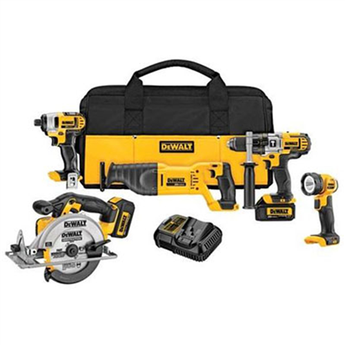 DeWalt 20V Max 3.0Ah Lith-Ion 5-Tool Combo Kit (DCD985/DCS381/DCF885/DCS393/DCL040)