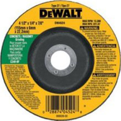 DeWalt 4-1/2" x 1/4" x 7/8" Type 27 Masonry Grinding Wheel