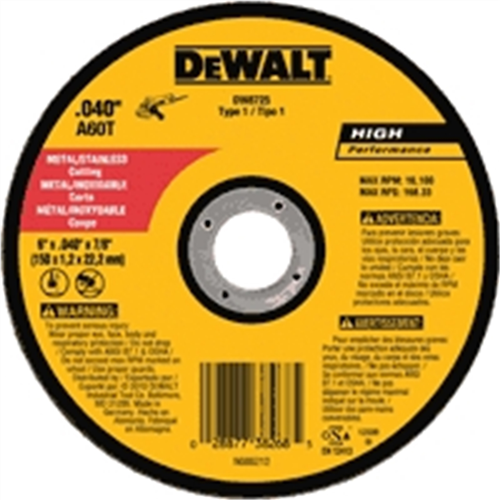 DeWaltÂ® 6 in. x .040 in. x 7/8 in. A60T Metal Thin