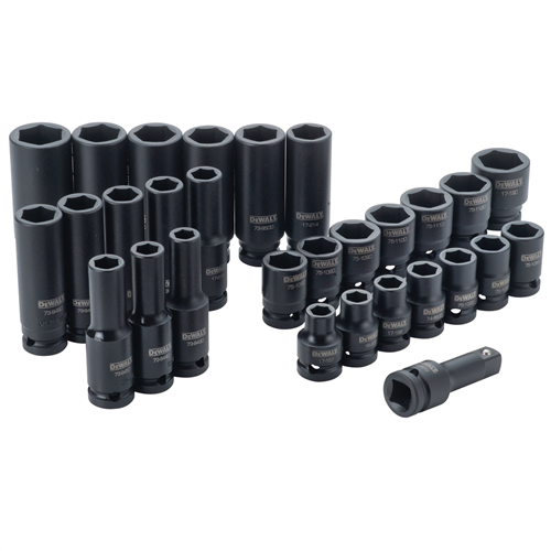 DeWaltÂ® 30-Piece 1/2 in. Drive Metric 6-Point Combination Impact Socket Set