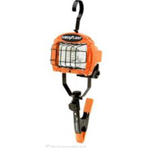 Halogen Work Light, 250 Watt, with Heavy Duty Clamp, Swivel Hook, On/Off Switch, 18/3 5' Cord