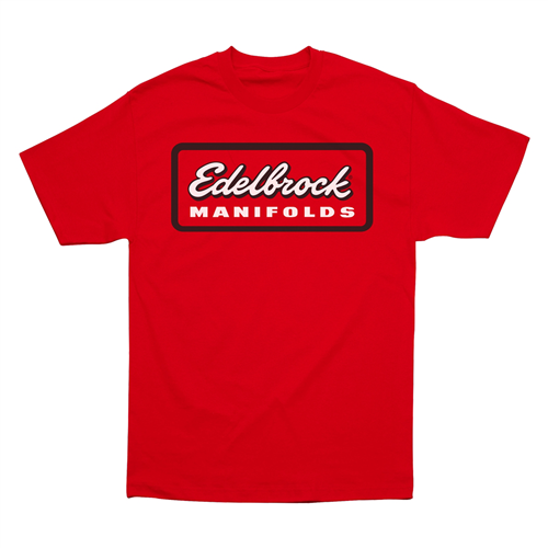 Edelbrock 289100 Edelbrock Manifold Red T-Shirt, Large