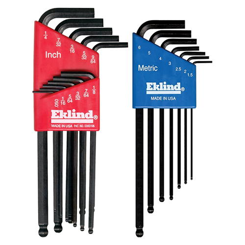 18 Piece Combination SAE and Metric Long Ball End Hex-L Hex Key Set